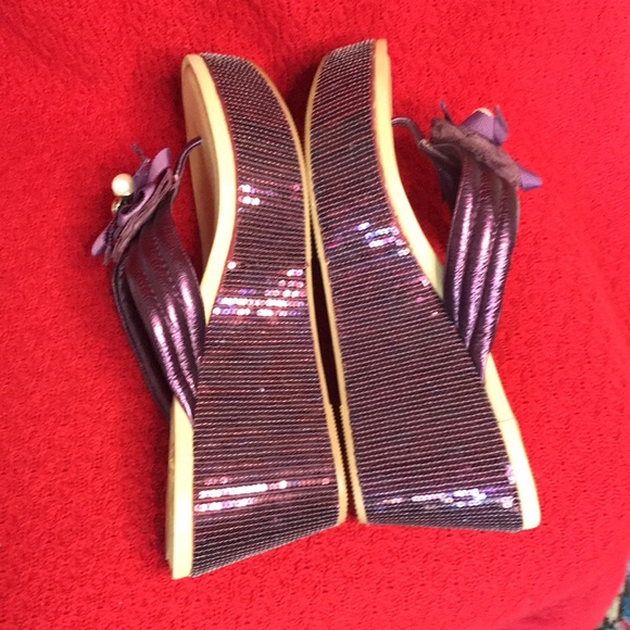 Coach Purple Sequin Platform Wedge 10B - Picture 5 of 8